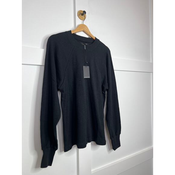 NWT Marissa Webb So Uptight Waffle Knit Long Sleeve Crewneck Black Size: Large - Picture 3 of 8